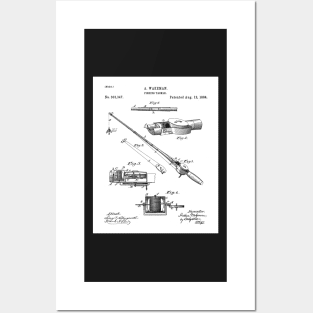 Fishing Rod Patent - Fishing Art - Black And White Posters and Art